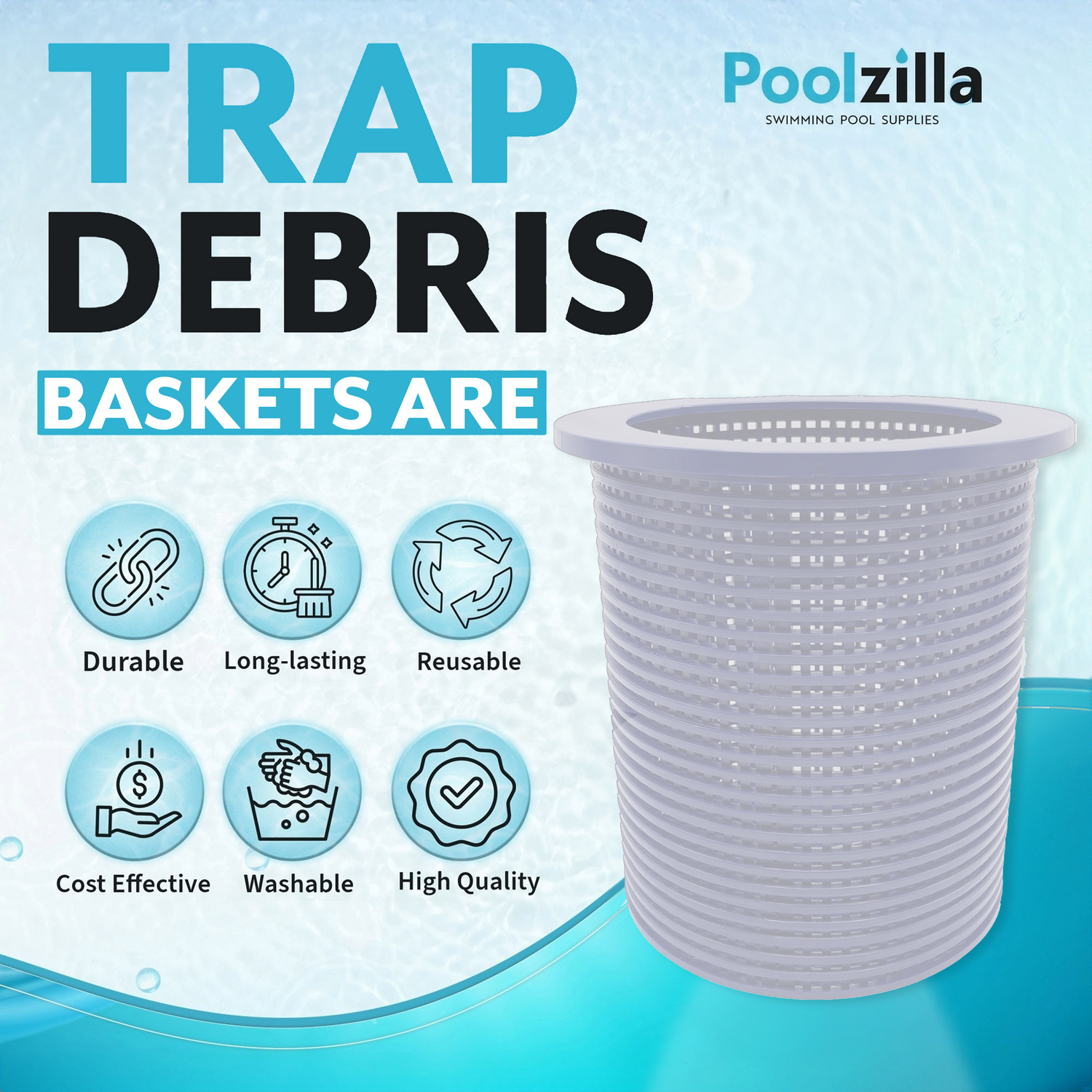 Poolzilla Premium Skimmer Basket, Compatible with Pentair 38013A, Admiral Skimmer, Aladdin B-37, 850001âS-10