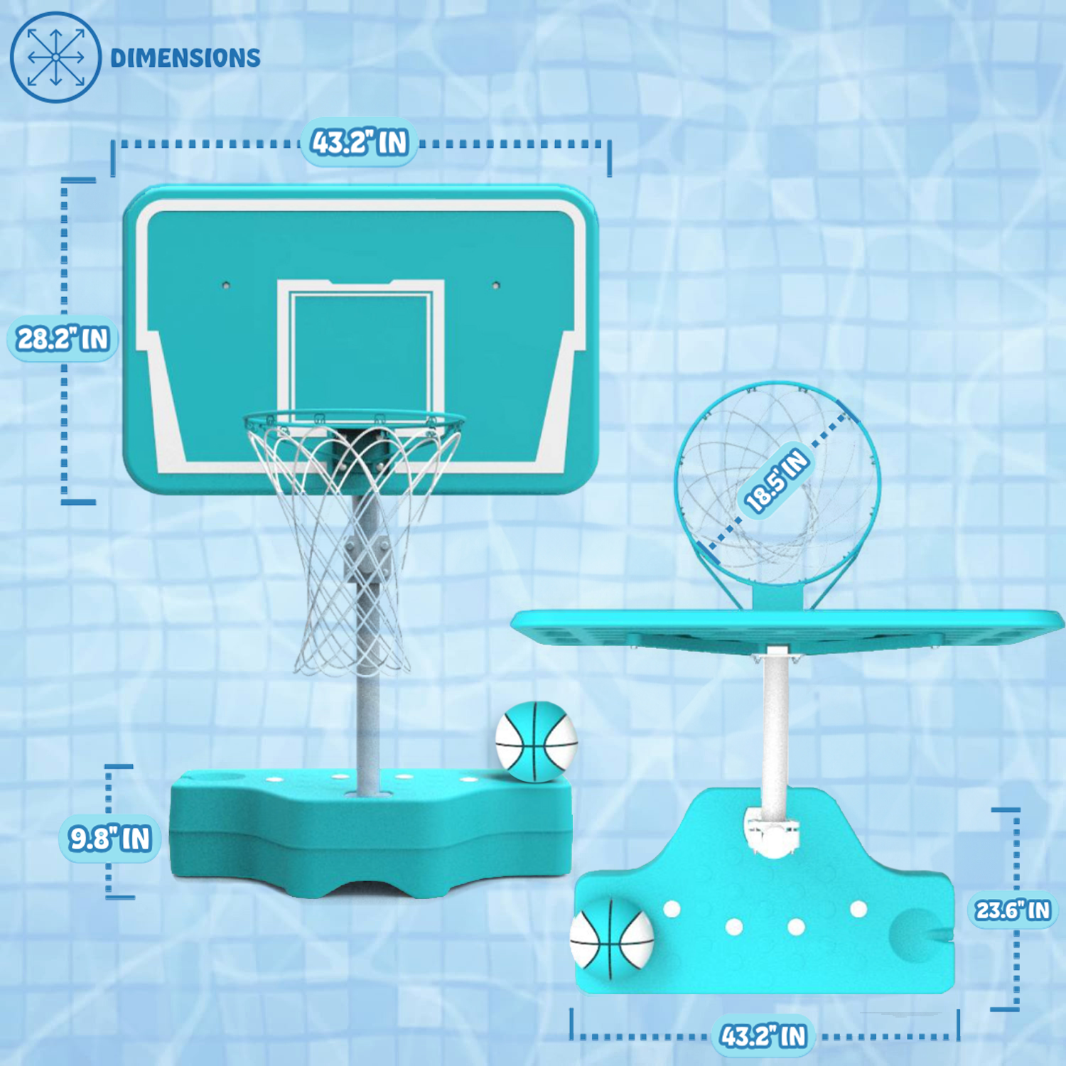 Poolzilla Ultimate Pool Basketball Hoop W/ Ball