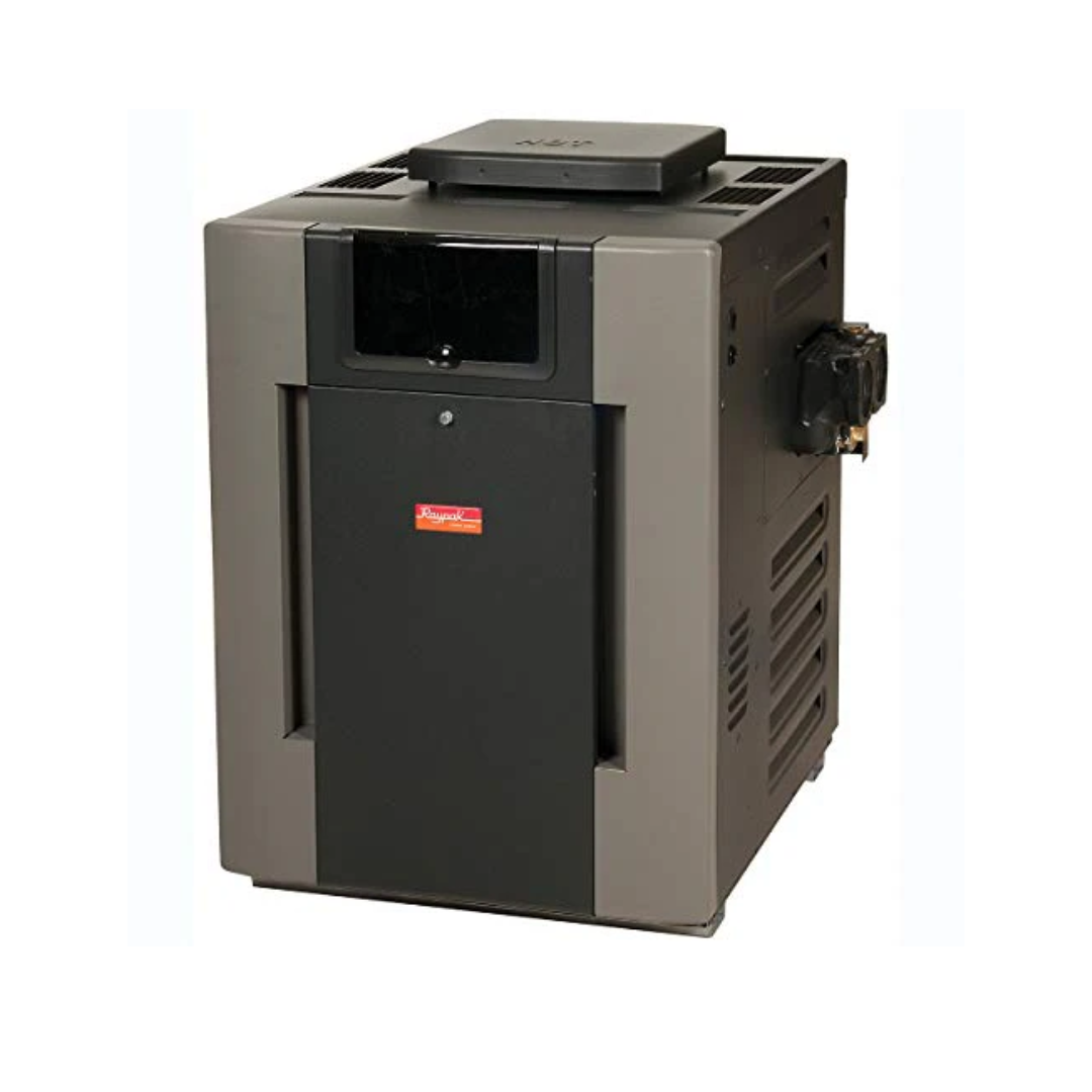 Raypak P-R336A-MN-C #50 Natural Gas Heater, 332.5K BTU, Millivolt Plus, Polymer Headers, Copper Exchanger, 232 lbs | 009194