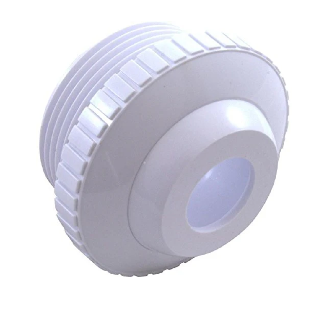 Custom Molded Products Eyeball Fitting, CMP, 1-1/2"mpt, 2-3/8"fd, 3/4" Orifice, Wht