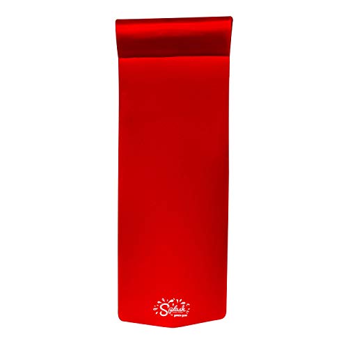 TRC Recreation Splash 1.25 Inch Thick Foam Outdoor Swimming Pool Float Mat Large Adult Lounger with Built-in Roll Pillow, Red