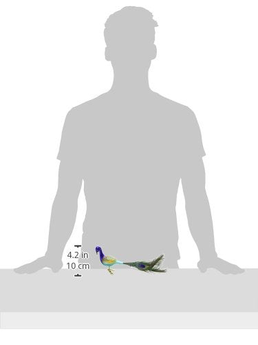 Old World Christmas Magnificent Peacock Glass Blown Ornament for Christmas Tree, Handcrafted Holiday Decoration, Bird Watcher Clip Collection