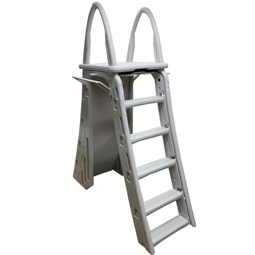 Confer Above Ground A-Frame Ladder w/ Roll-Guard Gate for decks 48'' to 56'' in| 7200