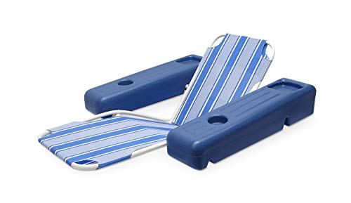 Poolmaster Caribbean Retro Floating Chaise Pool Lounge Chair for Adults, Blue Stripe