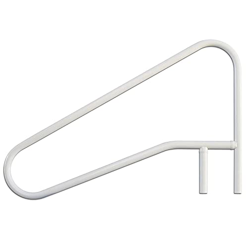 Saftron 54 x 32 Inch Cross Braced 3 Bend Slope in Water Aluminum Inground Swimming Pool Entry and Exit Handrail with Polymer Coating, White