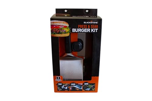 Blackstone 5462 Hamburger Kit (3 Piece) – Metal Flipper Spatula Turner, Basting Cover & Hamburger Press Patty Stainless Steel Burger Maker Set for Bacon, Steak–Griddle Accessories for Grilling, Black