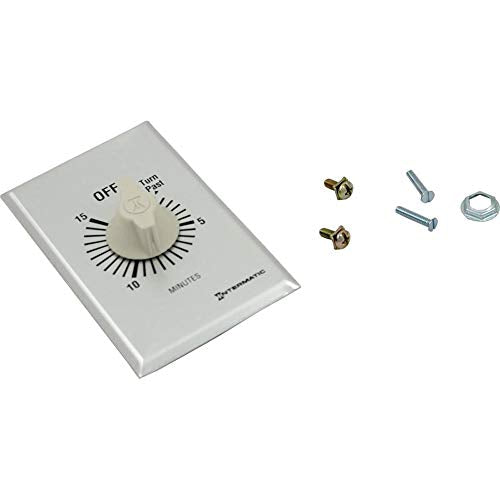 Intermatic FF15MC 15-Minute Spring Loaded Wall Timer SPST No Hold - Enhance Energy Efficiency with Universal Compatibility - Automatic Timer for Effortless Control, Brushed Metal Finish