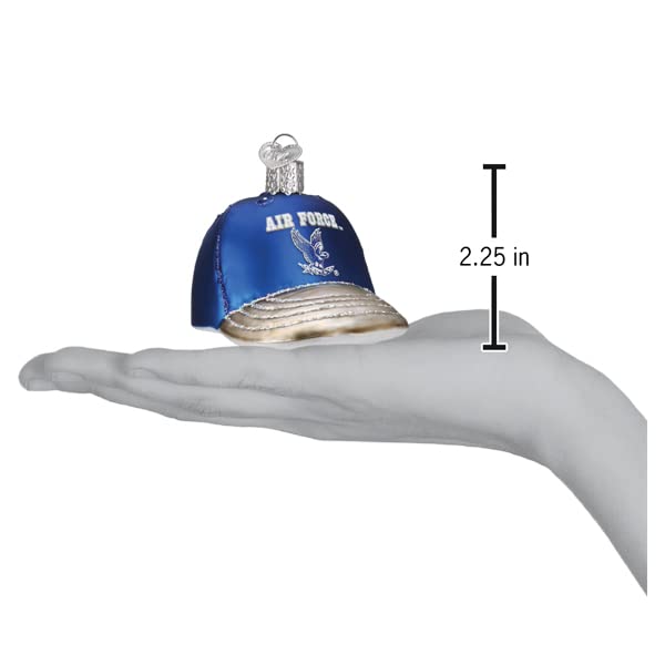 Old World Christmas Air Force Baseball Cap Glass Blown Ornament for Christmas Tree, Handcrafted Holiday Decoration, University Collection