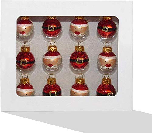 Kurt S. Adler 25MM Glass Santa and Buckle Ball, 12 Piece Set Ornaments, Red, Count,Christmas