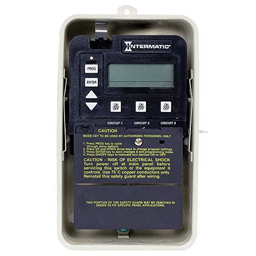 Intermatic PE153 24-Hour Electronic Time Control - Multi-Circuit Pool and Spa Timer with Countdown, Override, and Versatile Programming - Freeze and Heater Protection, LCD Readout