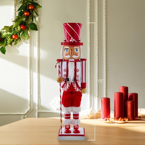 Kurt S. Adler Peppermint Nutcracker, 15-Inch, Red