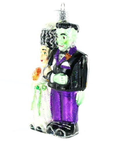 Old World Christmas Frankenstein & Bride Glass Blown Ornament for Christmas Tree, Handcrafted Holiday Decoration, Halloween Collection