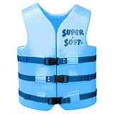 TRC Recreation Super Soft Vinyl Coated Foam USCG Approved Type III PFD Adult Water Safety Life Jacket Swim Vest, Large, Blue