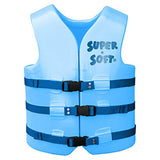 TRC Recreation Super Soft Vinyl Coated Foam USCG Approved Type III PFD Adult Water Safety Life Jacket Swim Vest, Medium, Blue