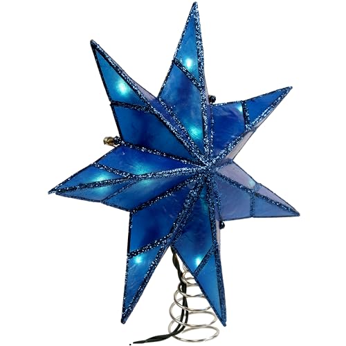 Kurt S. Adler Kurt Adler 10-Light 7-Point Capiz Star Treetop, Blue, White
