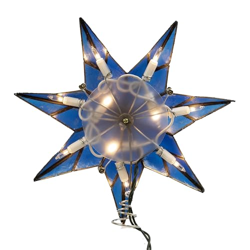 Kurt S. Adler Kurt Adler 10-Light 7-Point Capiz Star Treetop, Blue, White