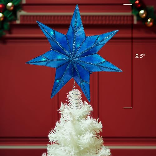 Kurt S. Adler Kurt Adler 10-Light 7-Point Capiz Star Treetop, Blue, White