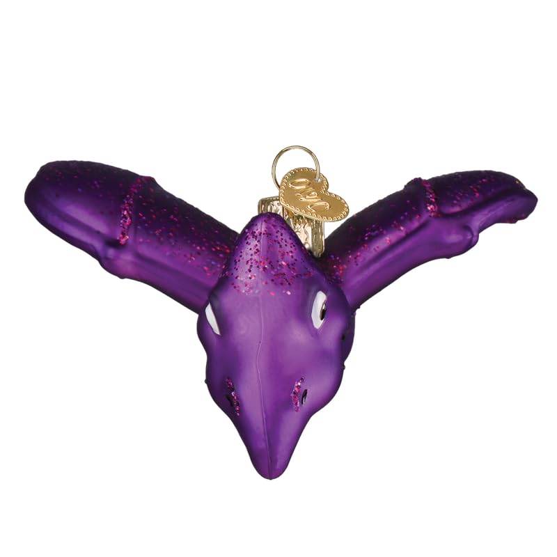 Old World Christmas A-Roarable Pterodactyl Glass Blown Ornament for Christmas Tree, Handcrafted Holiday Decoration, Dino Collection