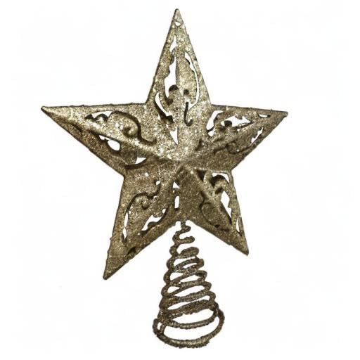 Kurt Adler H9100 8-Inch Gold Glittered 5 Point Star Treetop