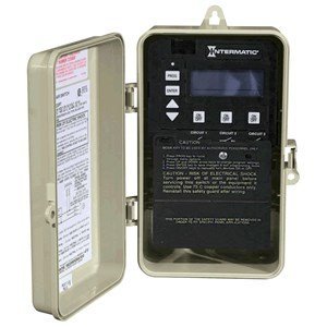 Intermatic PE153P 120/240V 3-Circuit Digital Timer in Rainproof Enclosure - Versatile Control for Lighting, Heating, Pool Control - Seven Preprogrammed Modes with Freeze and Heater Protection