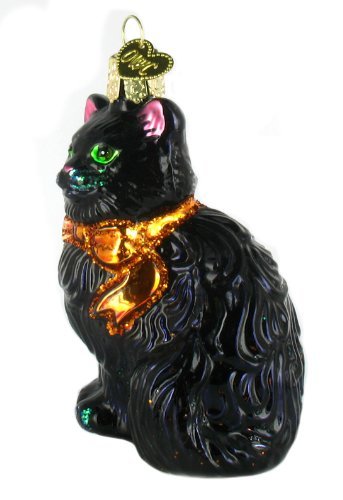 Old World Christmas Halloween Kitty Glass Blown Ornament for Christmas Tree, Handcrafted Holiday Decoration, Halloween Collection
