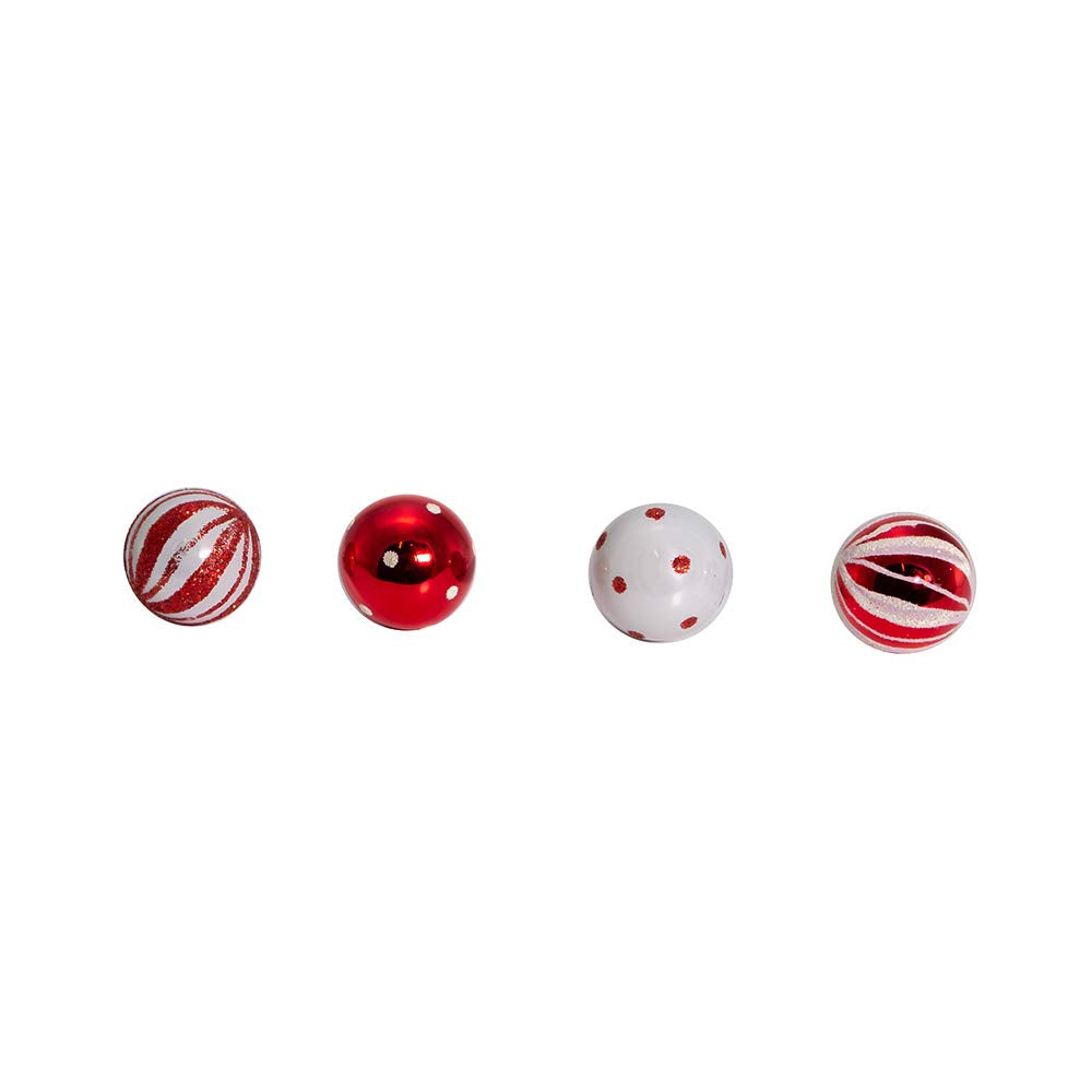 Kurt Adler GG0294 1-Inch Ornament Set, Red, White, for Christmas