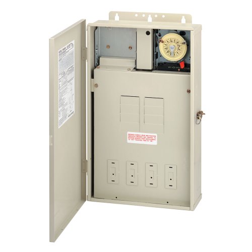 Intermatic T40004R Load Center with T104M Mechanism - Versatile Electrical Control Solution - Eight Breaker Spaces for Custom Installations