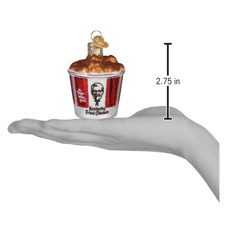 Old World Christmas KFC Bucket of Chicken Glass Blown Ornament for Christmas Tree, Handcrafted Holiday Decoration, Fast Food Collection