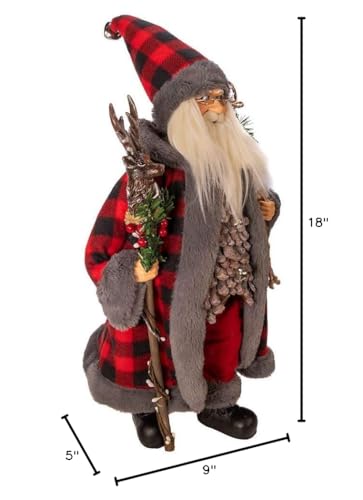 Kurt Adler Kringle Klaus Santa Figure, 18-inches Height, Red and Gray, Polyester, Holiday Decoration