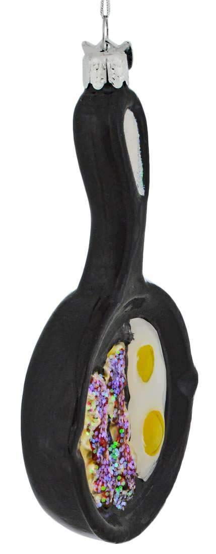 Noble Gems Glass Frying Pan Ornament, 5-Inch, Christmas