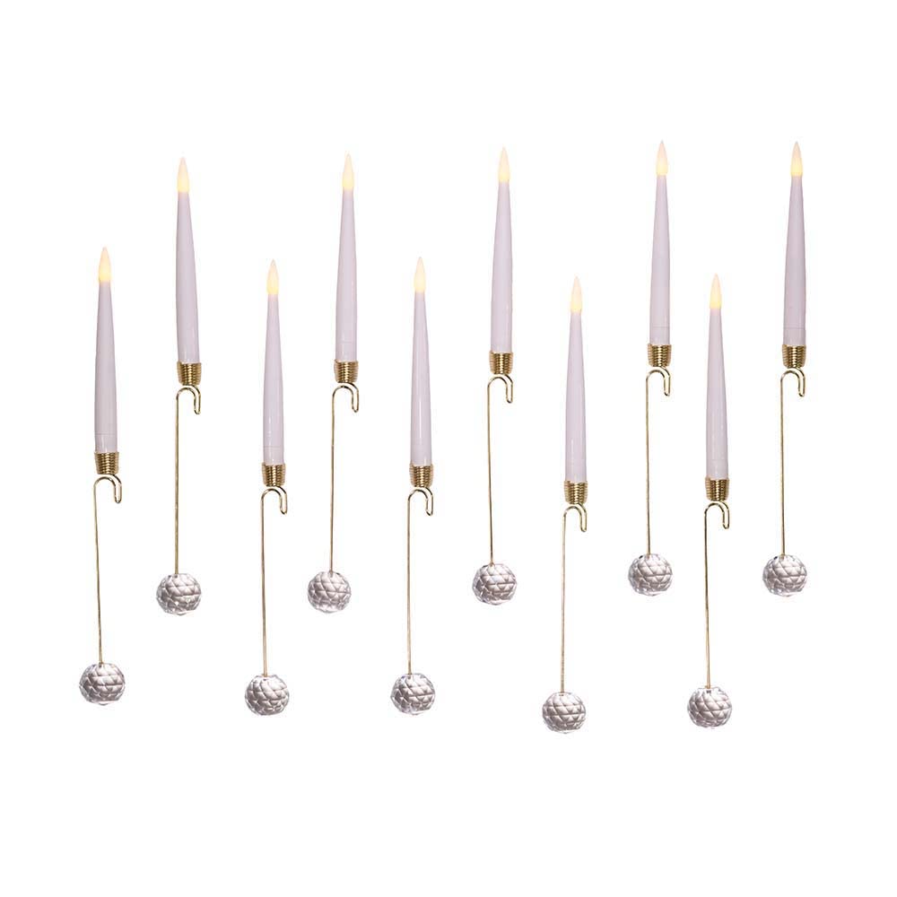 Kurt S. Adler 10-Inch Candle with Faceted Glass Weight Set with Remote Control, 10-Piece Set