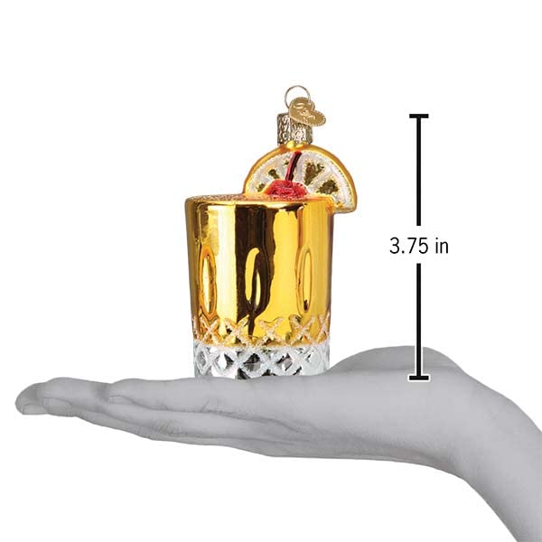 Old World Christmas Whiskey Sour Glass Blown Ornament for Christmas Tree, Handcrafted Holiday Decoration, Adult Beverages Collection