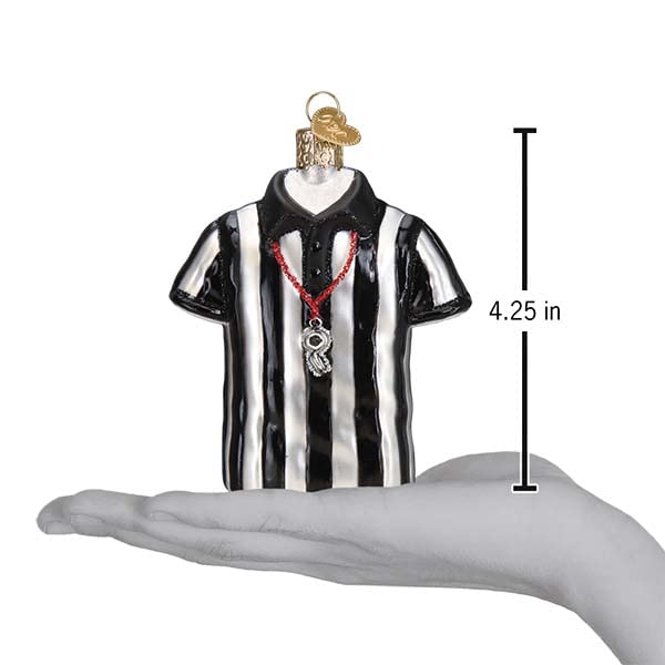 Old World Christmas Referee Shirt Glass Blown Ornament for Christmas Tree, Handcrafted Holiday Decoration, Sport Collection