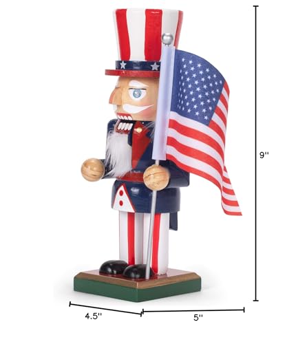Kurt S. Adler 9-Inch Wooden American Nutcracker, Multi