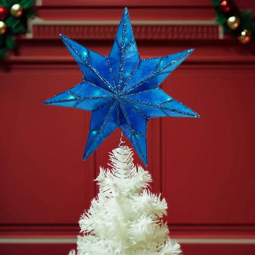 Kurt S. Adler Kurt Adler 10-Light 7-Point Capiz Star Treetop, Blue, White