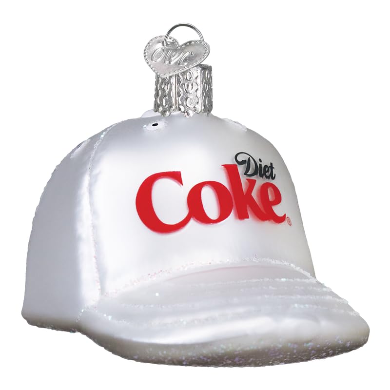 Old World Christmas Diet Coke Baseball Cap Glass Blown Ornament for Christmas Tree, Handcrafted Holiday Decoration, Coca-Cola Collection