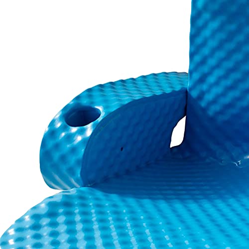 TRC Recreation Folding Baja Chair Foam Swimming Pool Float, Portable Super Soft Floating Lounger with 2 Cup Holders for Beach Essentials, Bahama Blue
