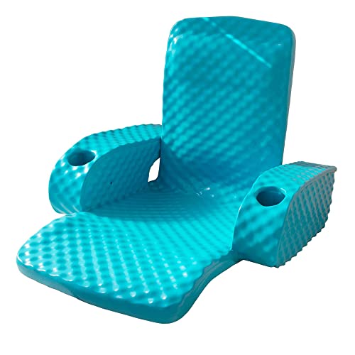 TRC Recreation Folding Baja Chair Foam Swimming Pool Float, Portable Super Soft Floating Lounger with 2 Cup Holders for Beach Essentials, Teal