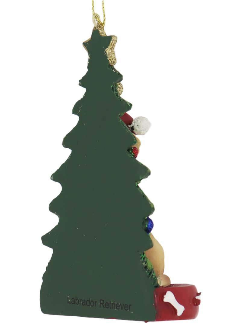 Kurt S. Adler Yellow Lab Labrador Wearing Santa Hat with Resin Christmas Tree Ornament C7954YLB
