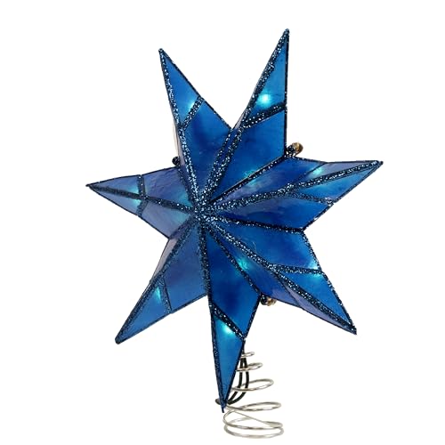 Kurt S. Adler Kurt Adler 10-Light 7-Point Capiz Star Treetop, Blue, White