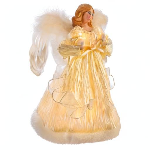 Kurt Adler 10-Light Ivory Angel Treetop, 12-Inch