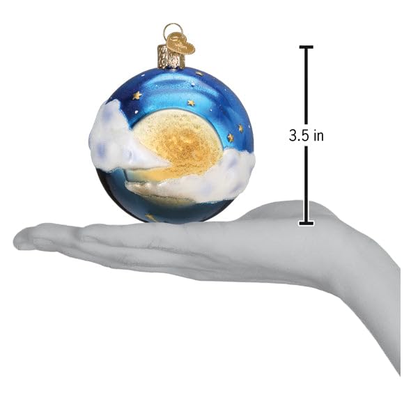 Old World Christmas Moonglow Round Glass Blown Ornament for Christmas Tree, Handcrafted Holiday Decoration, Outer Space Collection