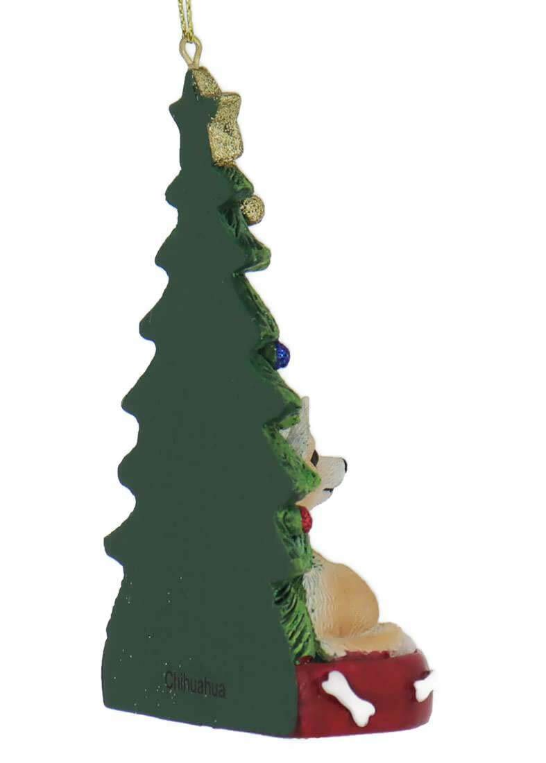 Chihuahua With Tree and Lights Ornament