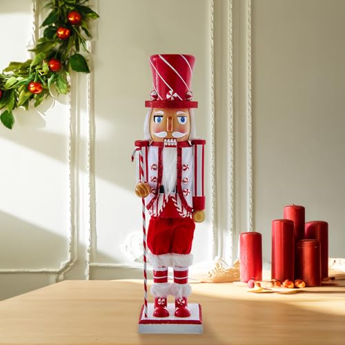 Kurt S. Adler Peppermint Nutcracker, 15-Inch, Red