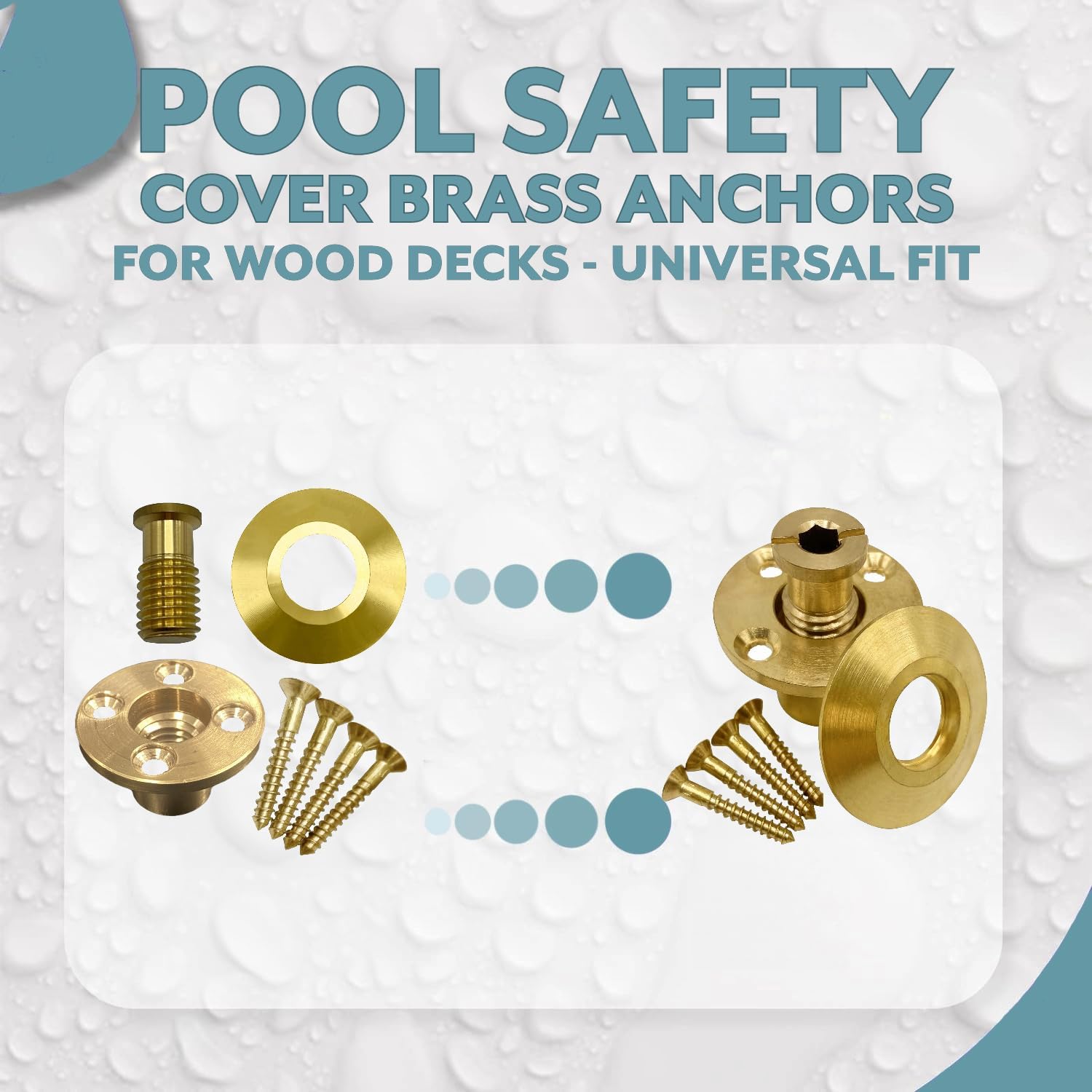 Poolzilla Wood Deck Brass Anchor with Collar for Safety Cover - Universal Fit