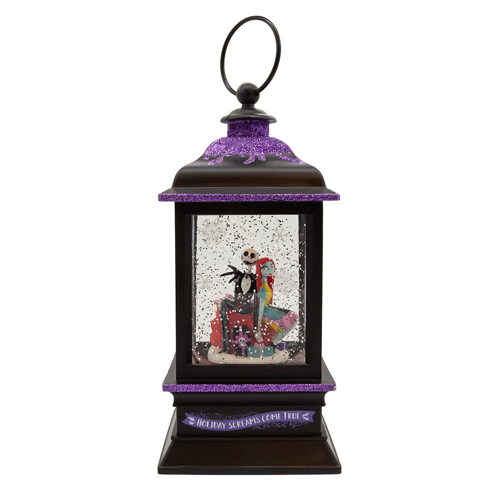 Disney Kurt Adler 9-Inch Battery-Operated Nightmare Before Christmas Jack and Sally Spinning Musical Light-Up Lantern