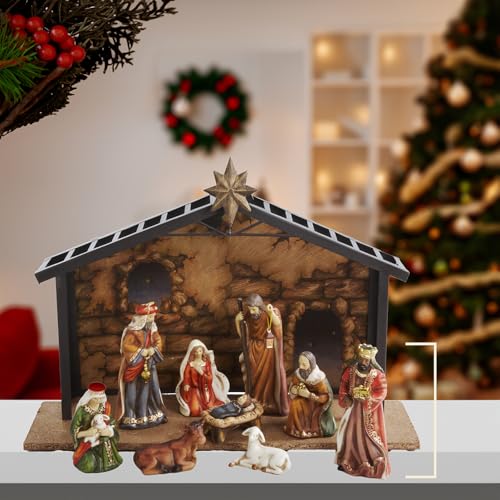 Kurt Adler Porcelain 10-Piece Nativity Set, 3.5-Inch to 5-Inch