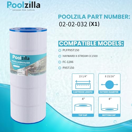 Poolzilla Replacement Pool Filter for PLFPXST150, Hayward X-Stream CC1500, CC-1500-E, Waterway Pro Clean 150, Unicel C-8316, Filbur FC-1286