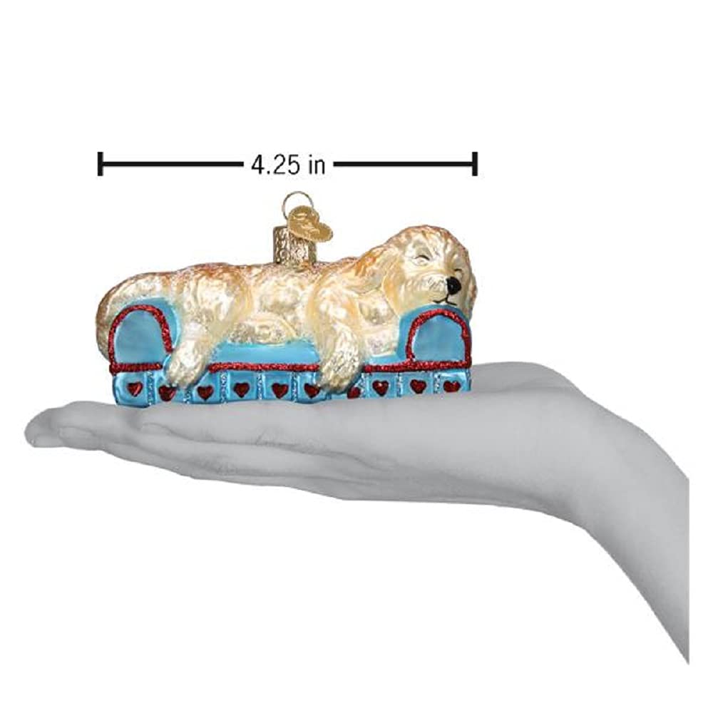 Old World Christmas Sleepy Dachshund Glass Blown Ornament for Christmas Tree, Handcrafted Holiday Decoration, Dog Collection