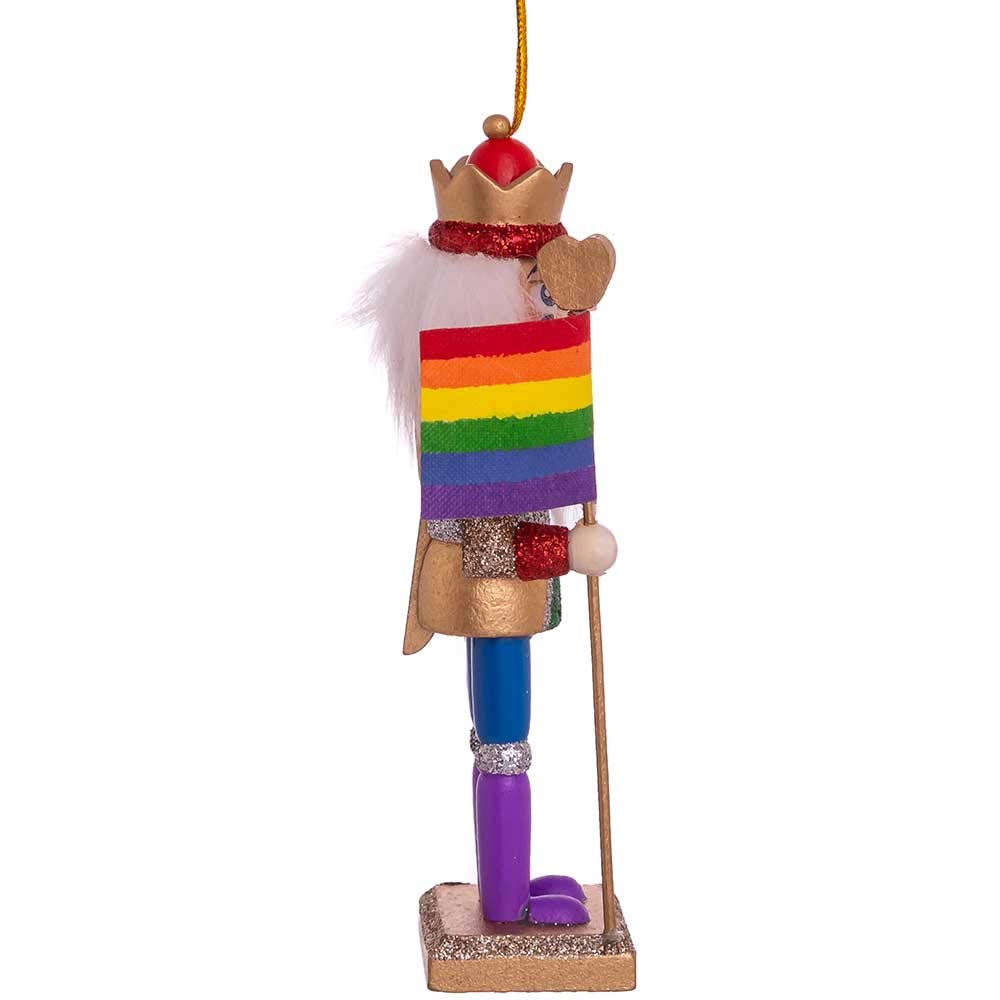 6-Inch Wooden Gay Pride Nutcracker Ornament, Multi-colored